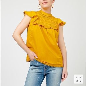 J. Crew Flutter-sleeve Crocheted Lace Top Small